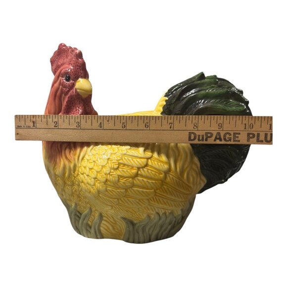 Vintage Ceramic Rooster Cookie Jar Collectible Kitchen Decor 12" L X 10" H Multi - Picture 4 of 12